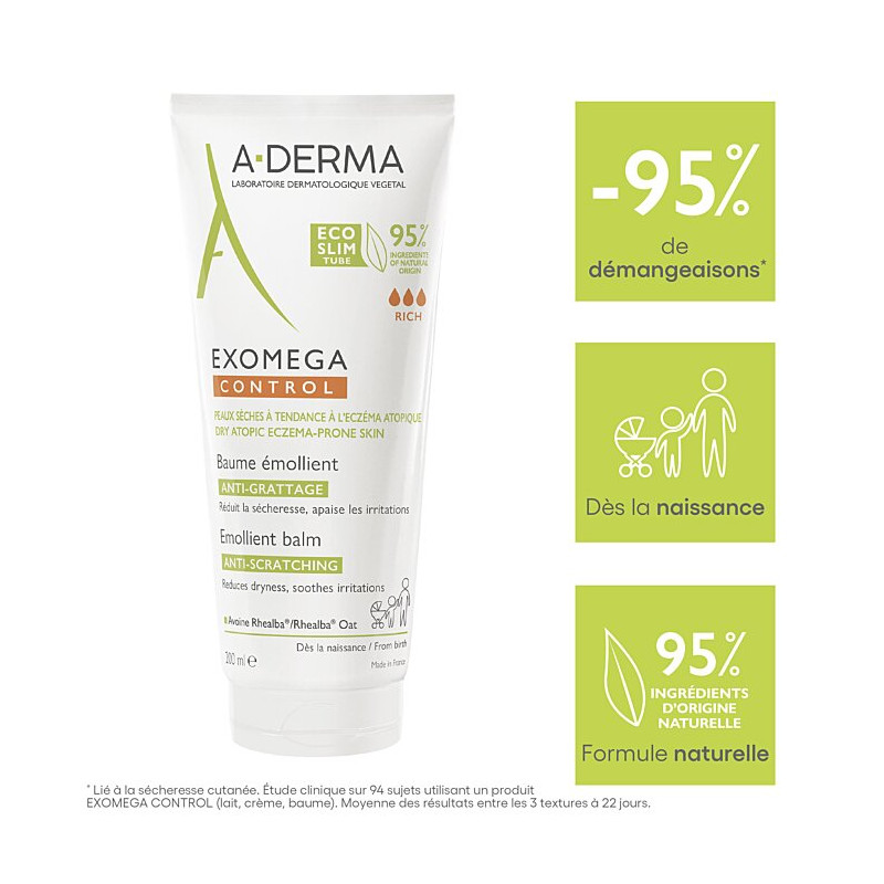 Aderma exomega control crème émolliente anti-grattage 200ml