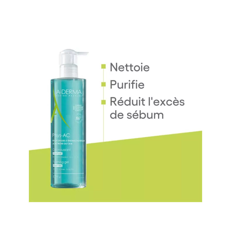 Aderma Phys-AC gel moussant purifiant 400ml