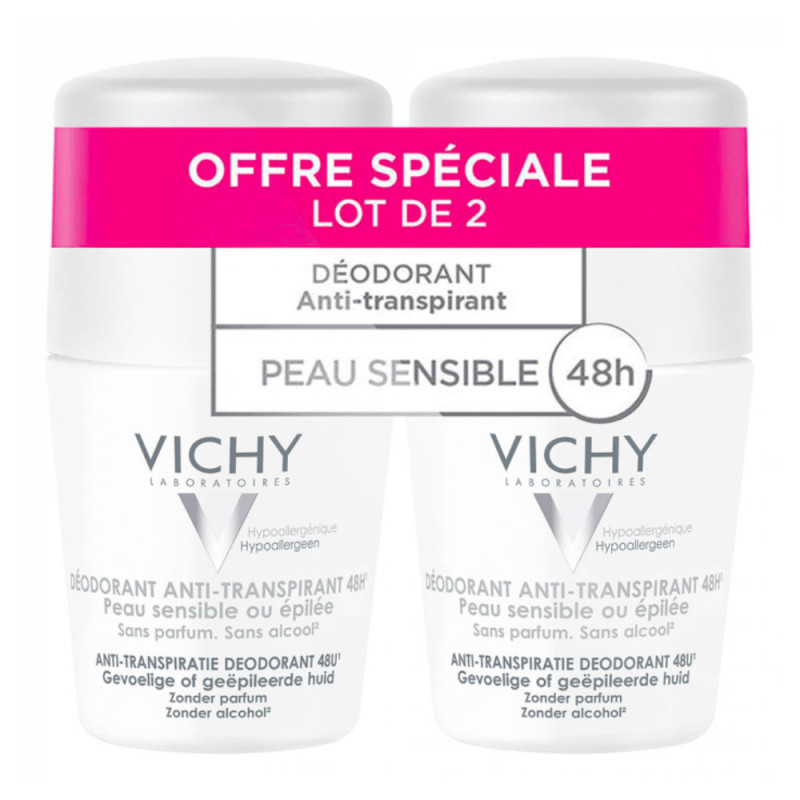 Vichy déodorant duo billes peaux sensibles 2x50 ml